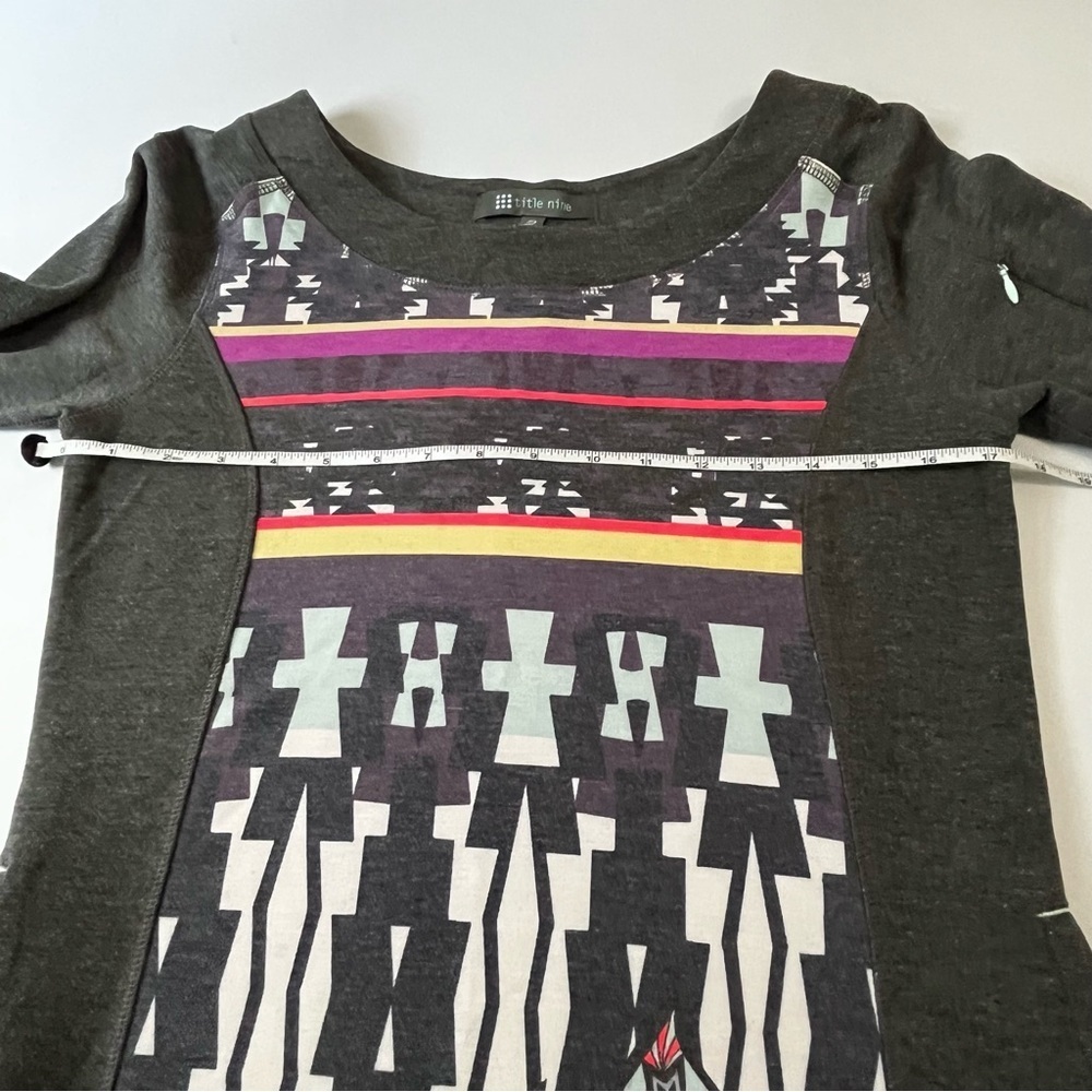 Title Nine Gray and Multicolor Patterned 3/4 Sleeve Dress Size Small - Picture 2 of 10